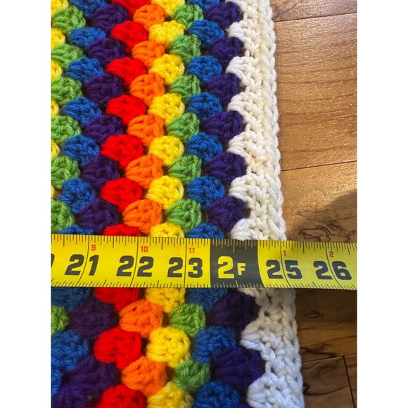 Handmade Rainbow 🌈 Crochet Granny Square Blanket – 25x25” Vibrant Throw / Baby - Picture 7 of 8